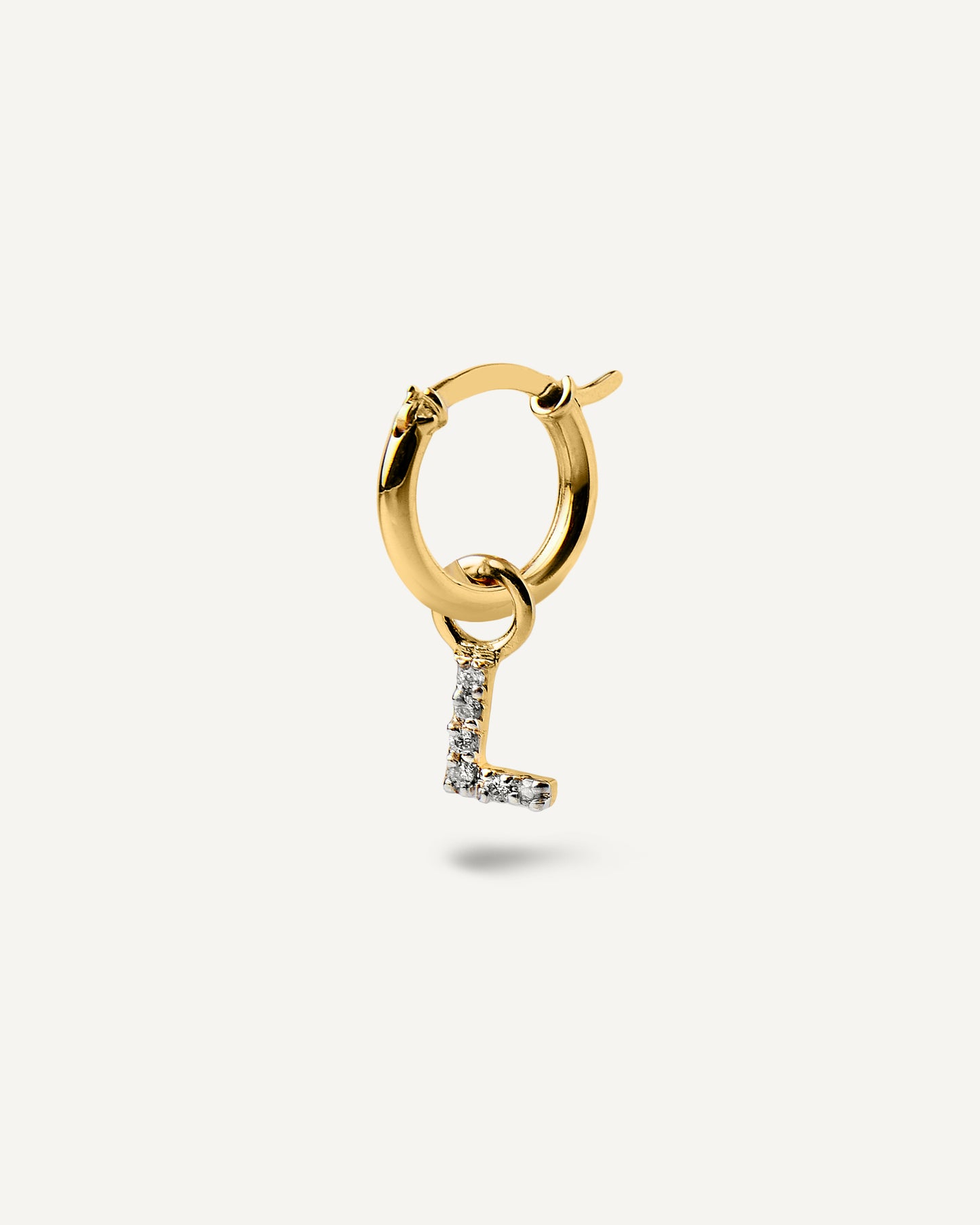 Pingente de Argola Inicial Unitário em Ouro 18K e Diamantes