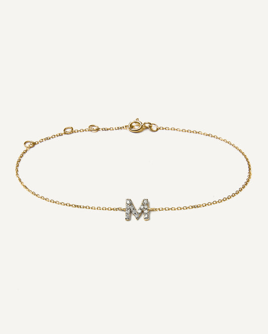 Pulseira Inicial em Ouro 18K e Diamantes