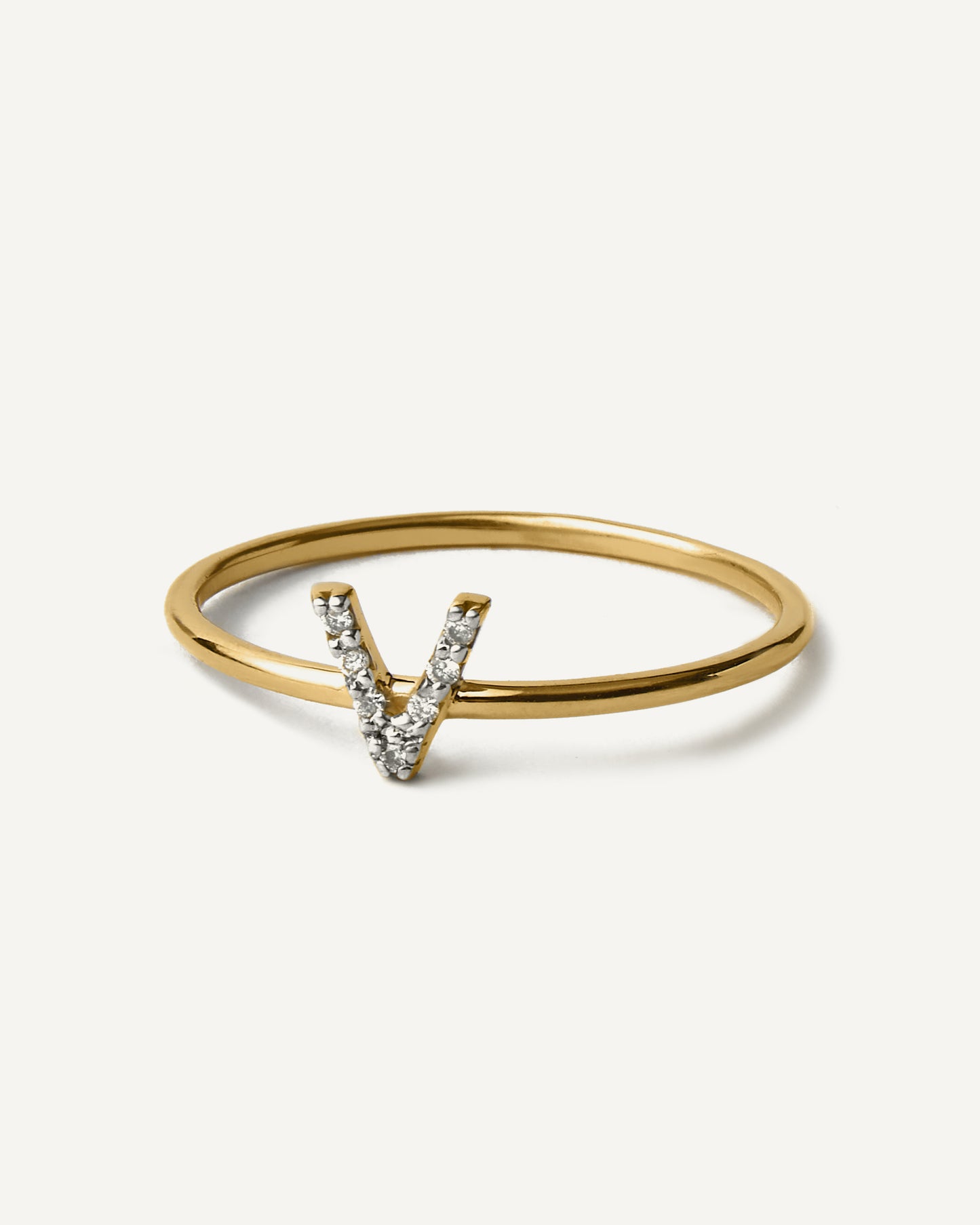 Anel Inicial em Ouro 18K e Diamantes