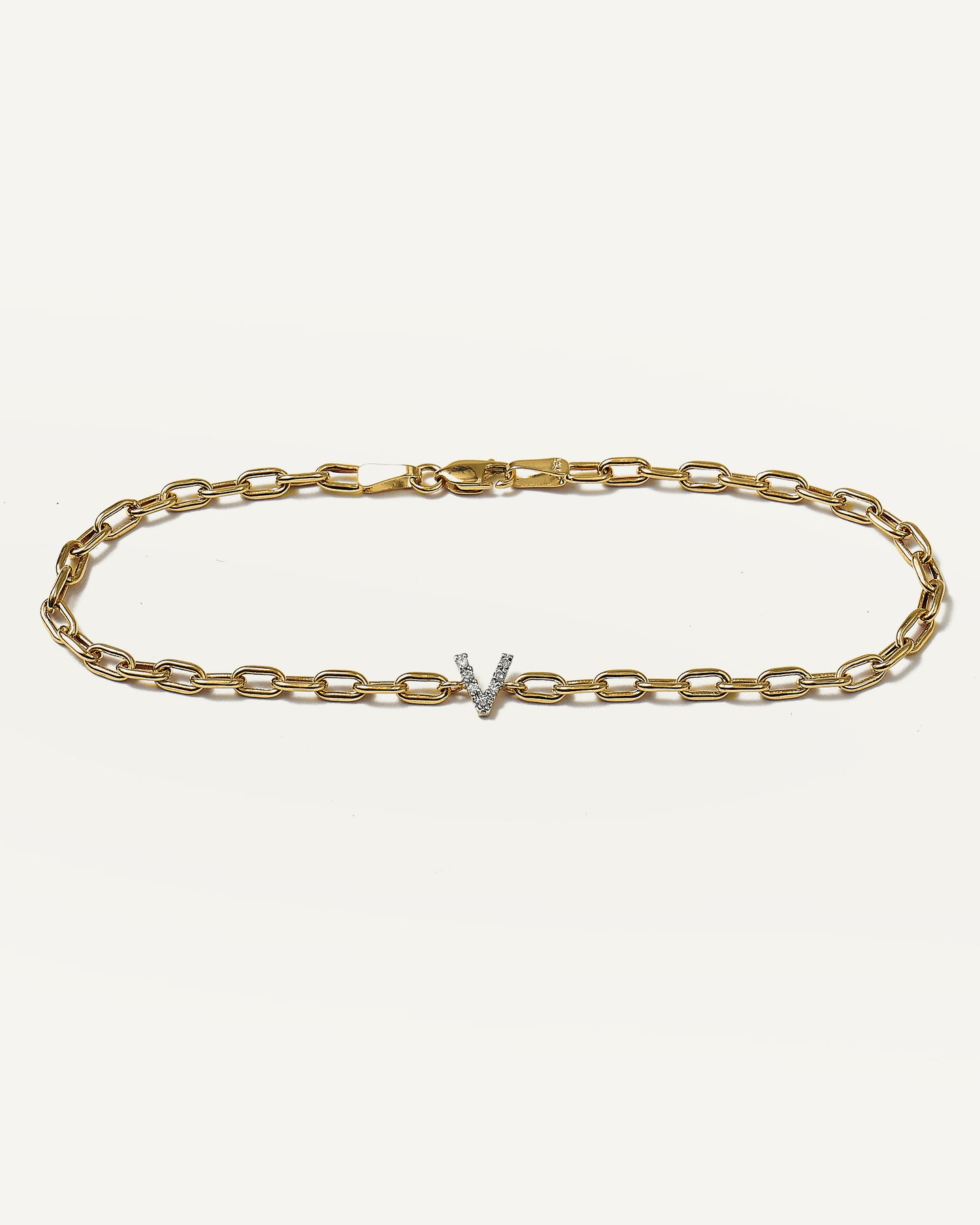 Pulseira Bold Inicial em Ouro 18K e Diamantes