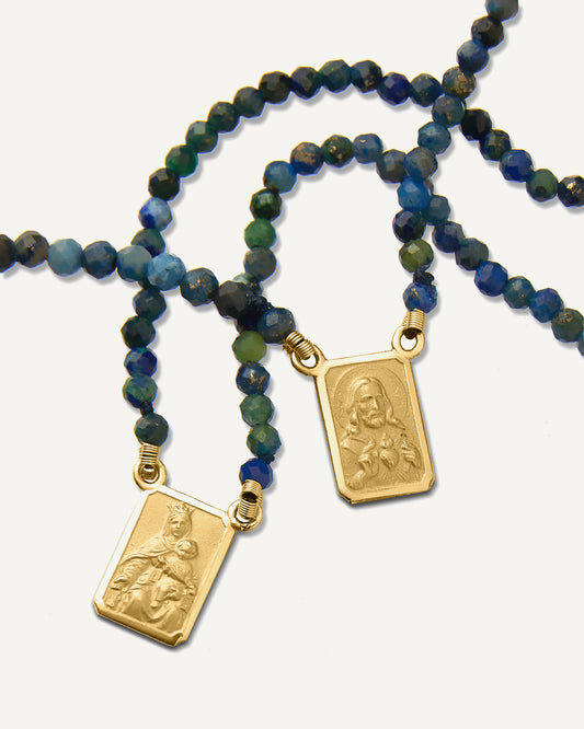 Escapulário Sacré Lápis-Lazúli em Ouro 18K