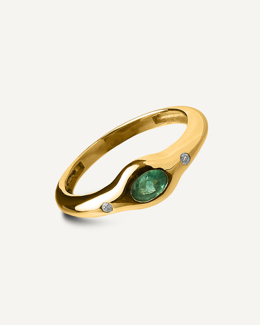 Anel Nilo Esmeralda em Ouro 18K