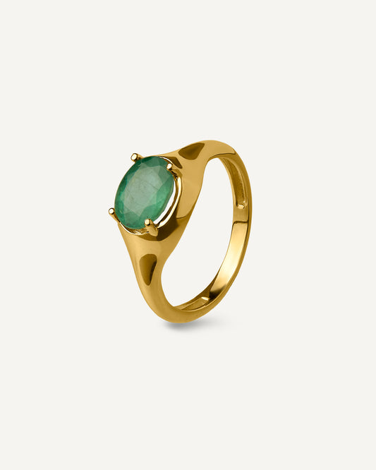 Anel Alexandria Esmeralda em Ouro 18K