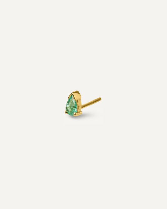 Brinco Unitário Lina Esmeralda em Ouro 18K