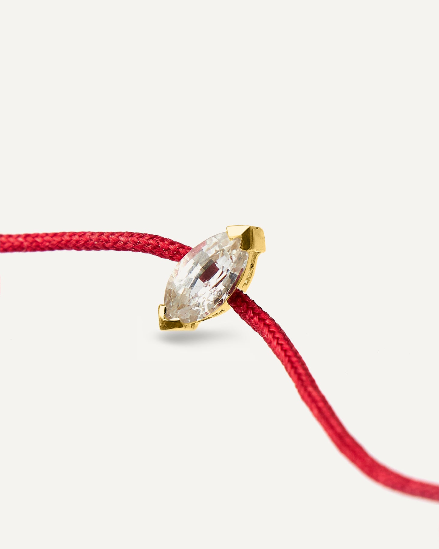 Pulseira Cord Gem Vermelha em Ouro 18K e Safira Branca