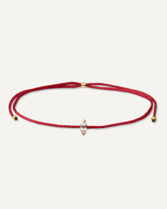 Pulseira Cord Gem Vermelha em Ouro 18K e Safira Branca
