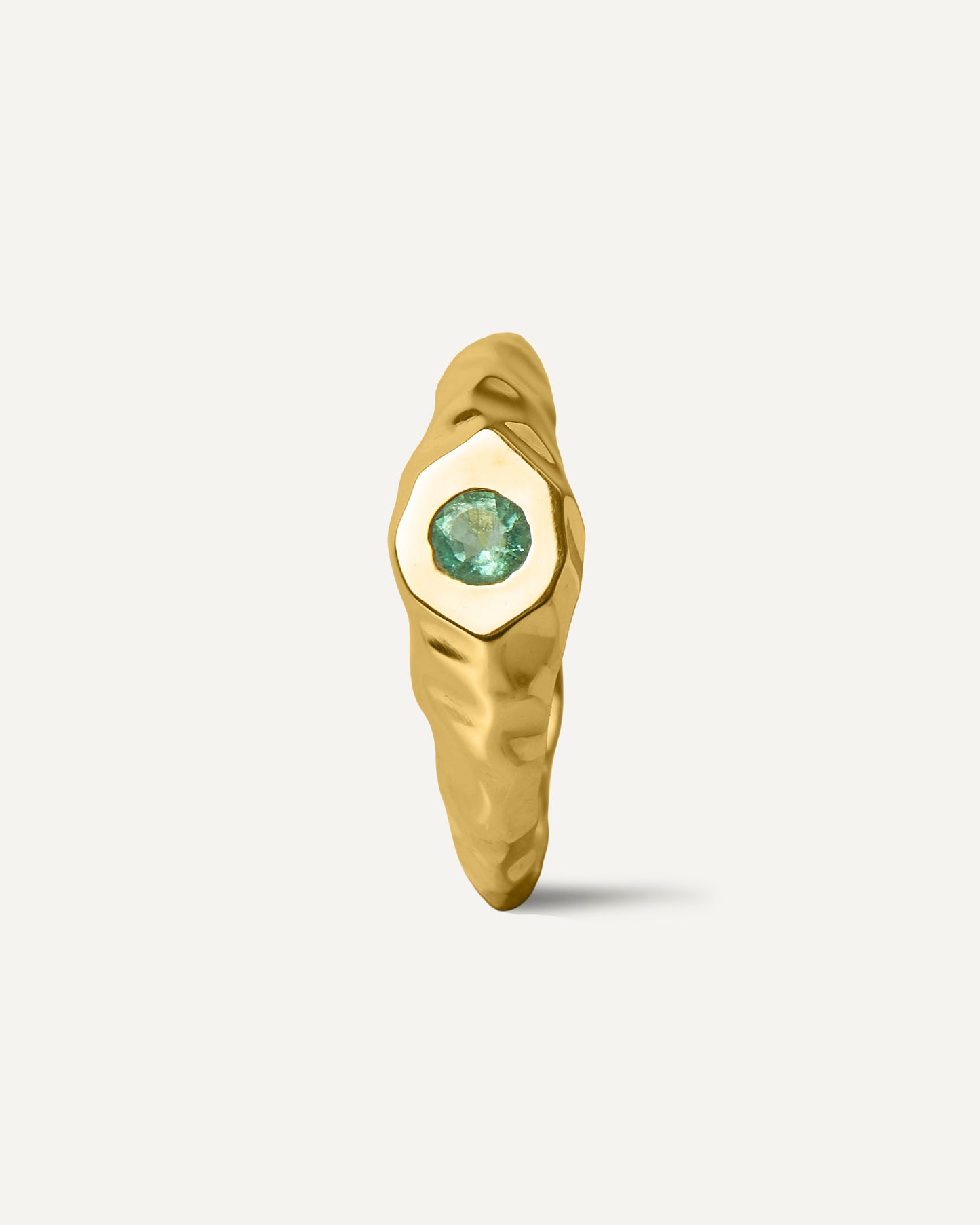 Anel Eleonora Esmeralda em Ouro 18K