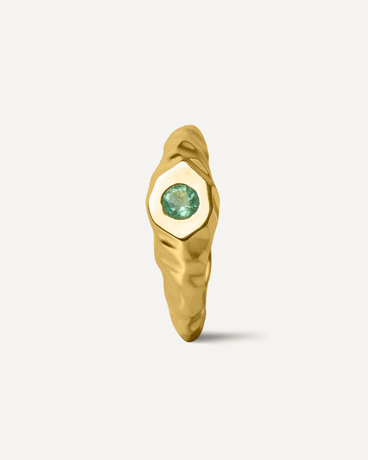 Anel Eleonora Esmeralda em Ouro 18K