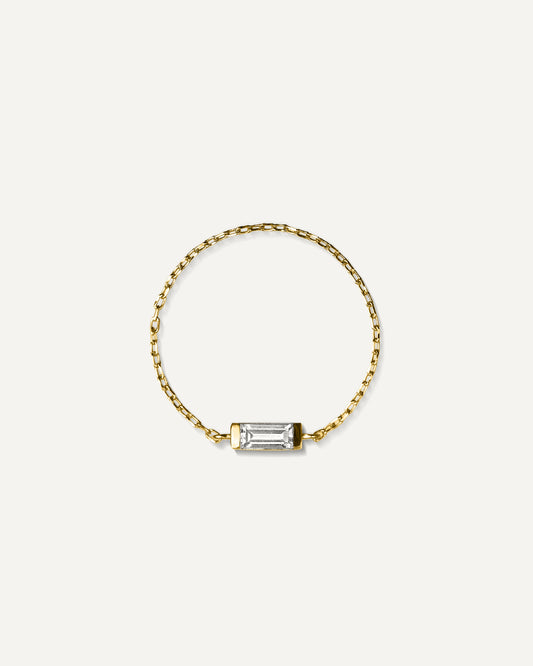 Anel Corrente Charlotte em Ouro 18K e Safira Branca