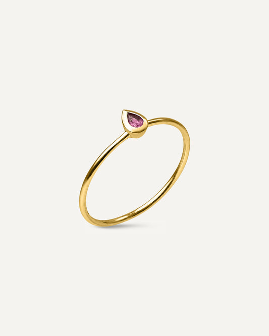 Anel Pastille Granada Rodolita em Ouro 18K