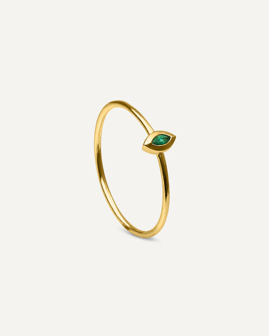 Anel Pastille Esmeralda em Ouro 18K