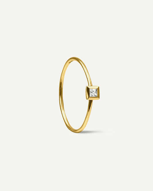 Anel Pastille Safira Branca em Ouro 18K