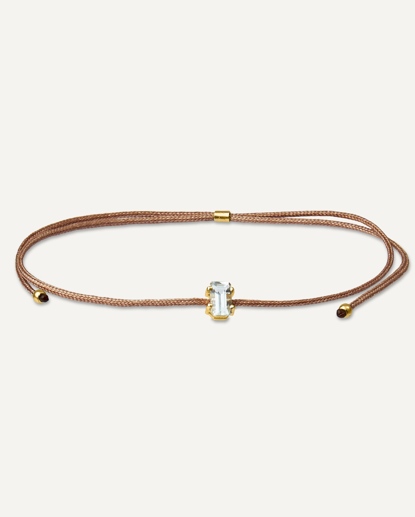 Pulseira Cord Gem Areia em Ouro 18K e Água-Marinha