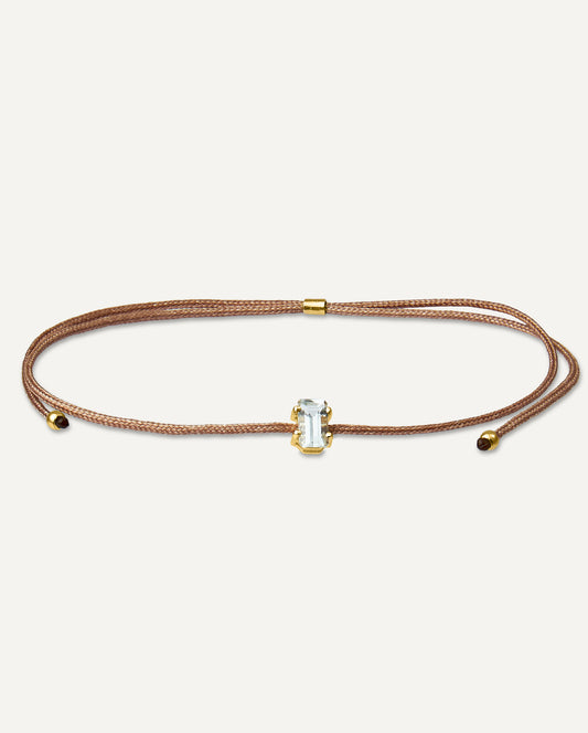 Pulseira Cord Gem Areia em Ouro 18K e Água-Marinha