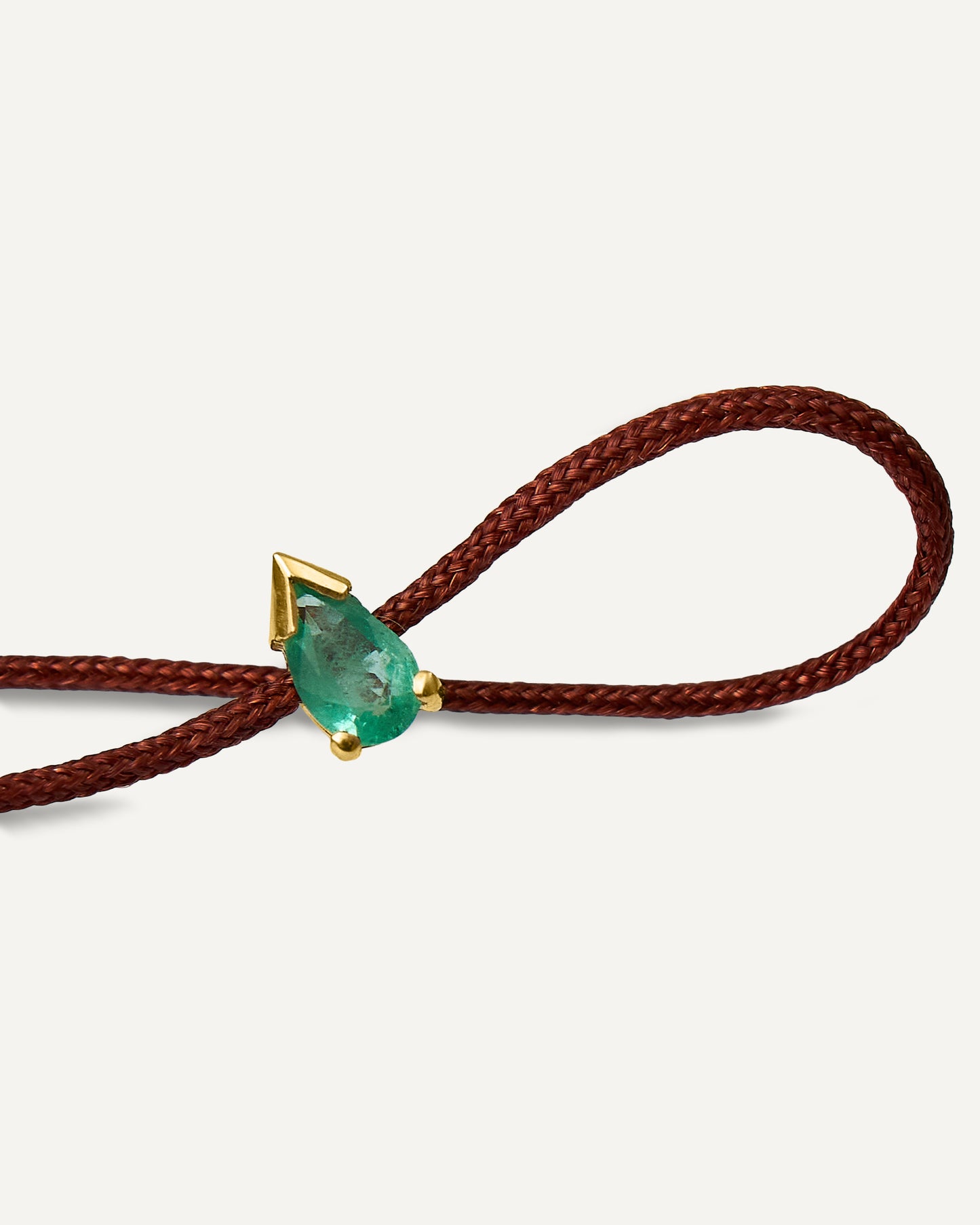 Pulseira Cord Gem Marrom em Ouro 18K e Esmeralda