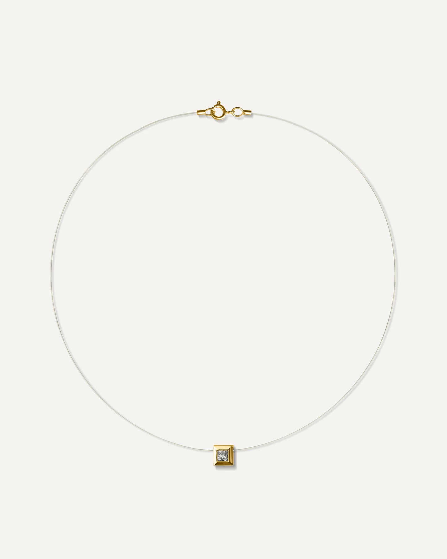 Colar Nylon Pastille Safira Branca em Ouro 18K