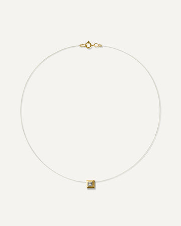 Colar Nylon Pastille Safira Branca em Ouro 18K