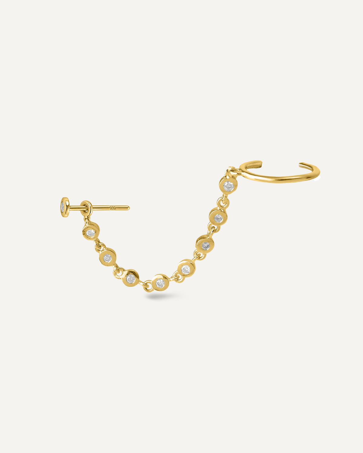 Ear Jacket Unitário Piercing Agnes Diamantes em Ouro 18K