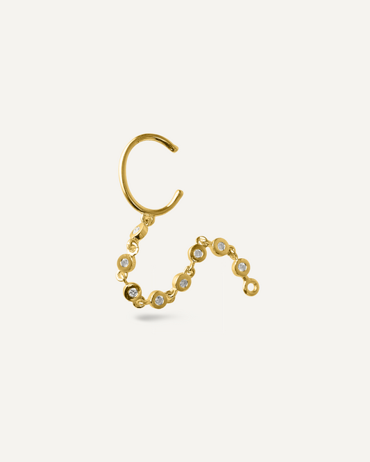 Ear Jacket Unitário Piercing Agnes Diamantes em Ouro 18K