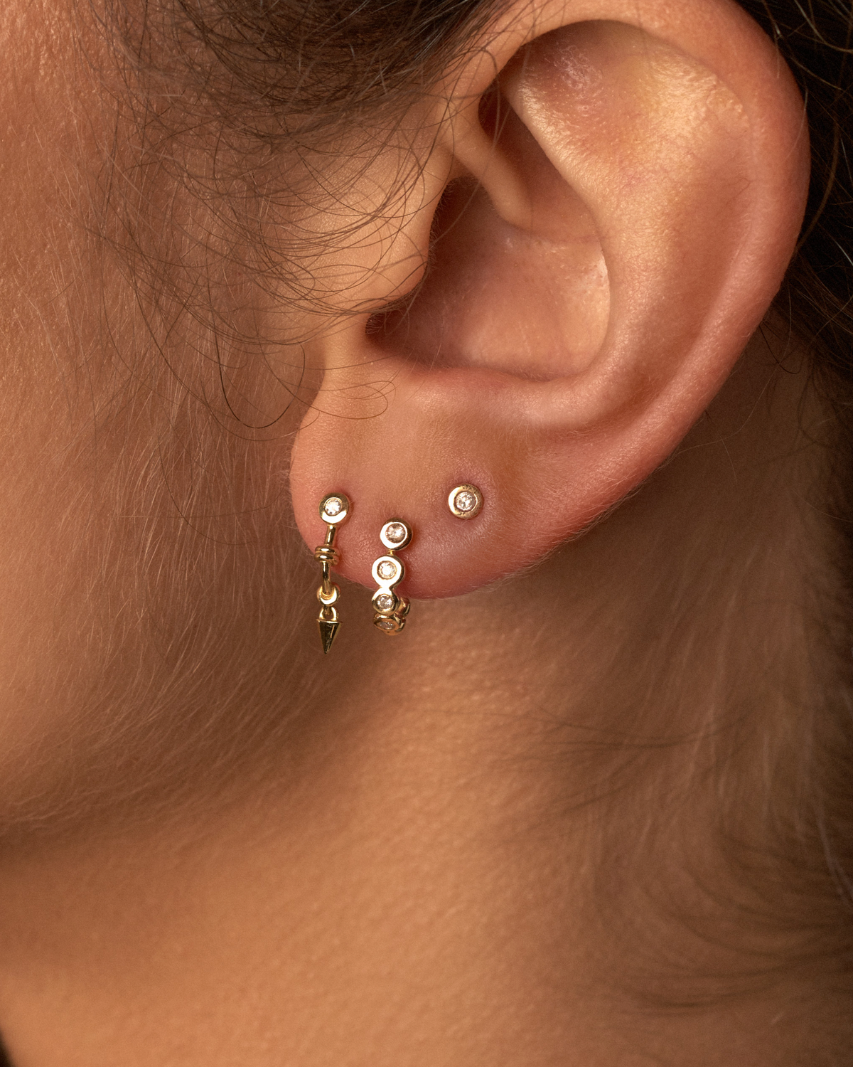 Ear Jacket Unitário Argola Léonie Diamantes em Ouro 18K