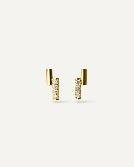 Brinco Helène Duo Diamantes em Ouro 18K