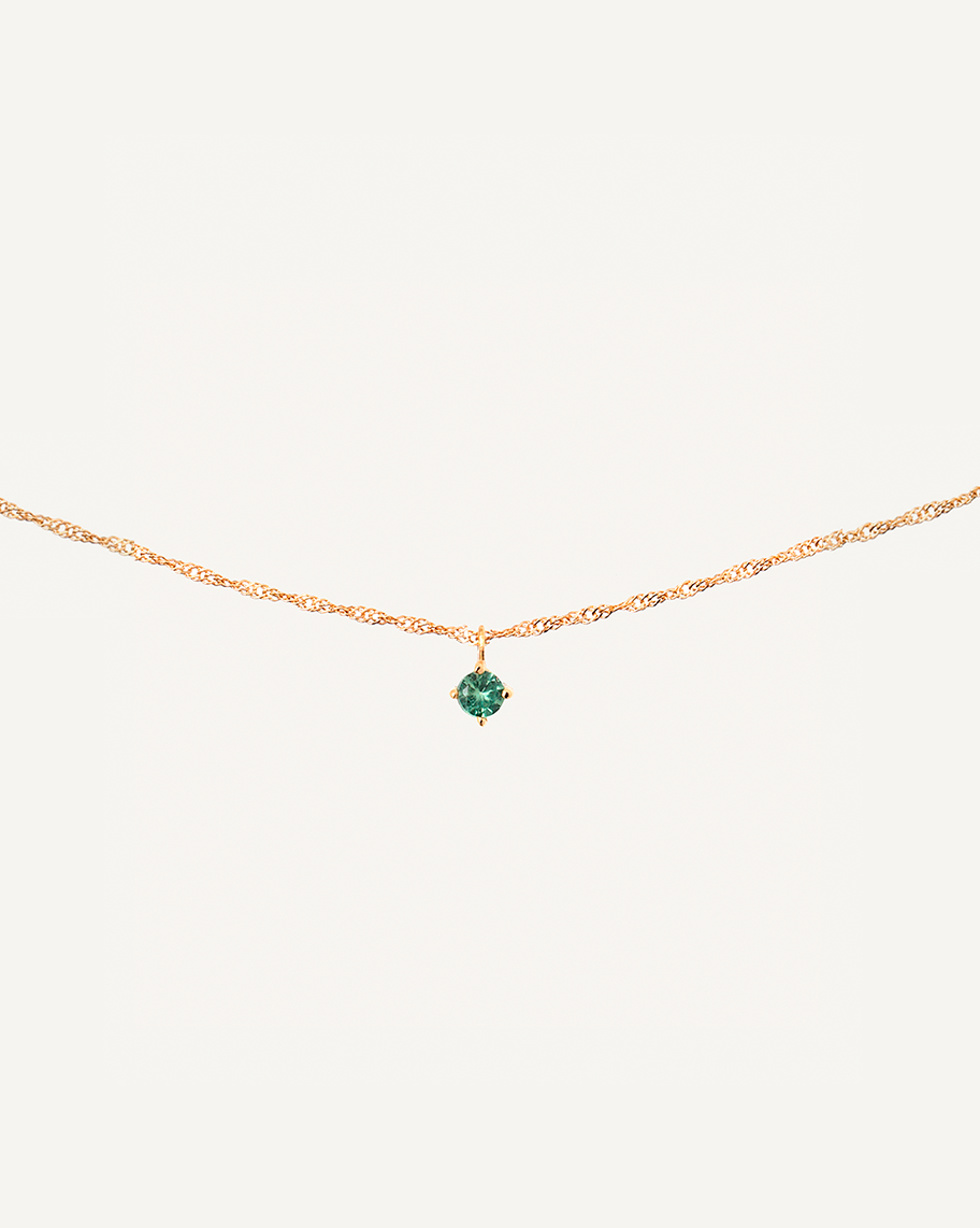 Colar Solitário Lil Safira Verde em Ouro 18K