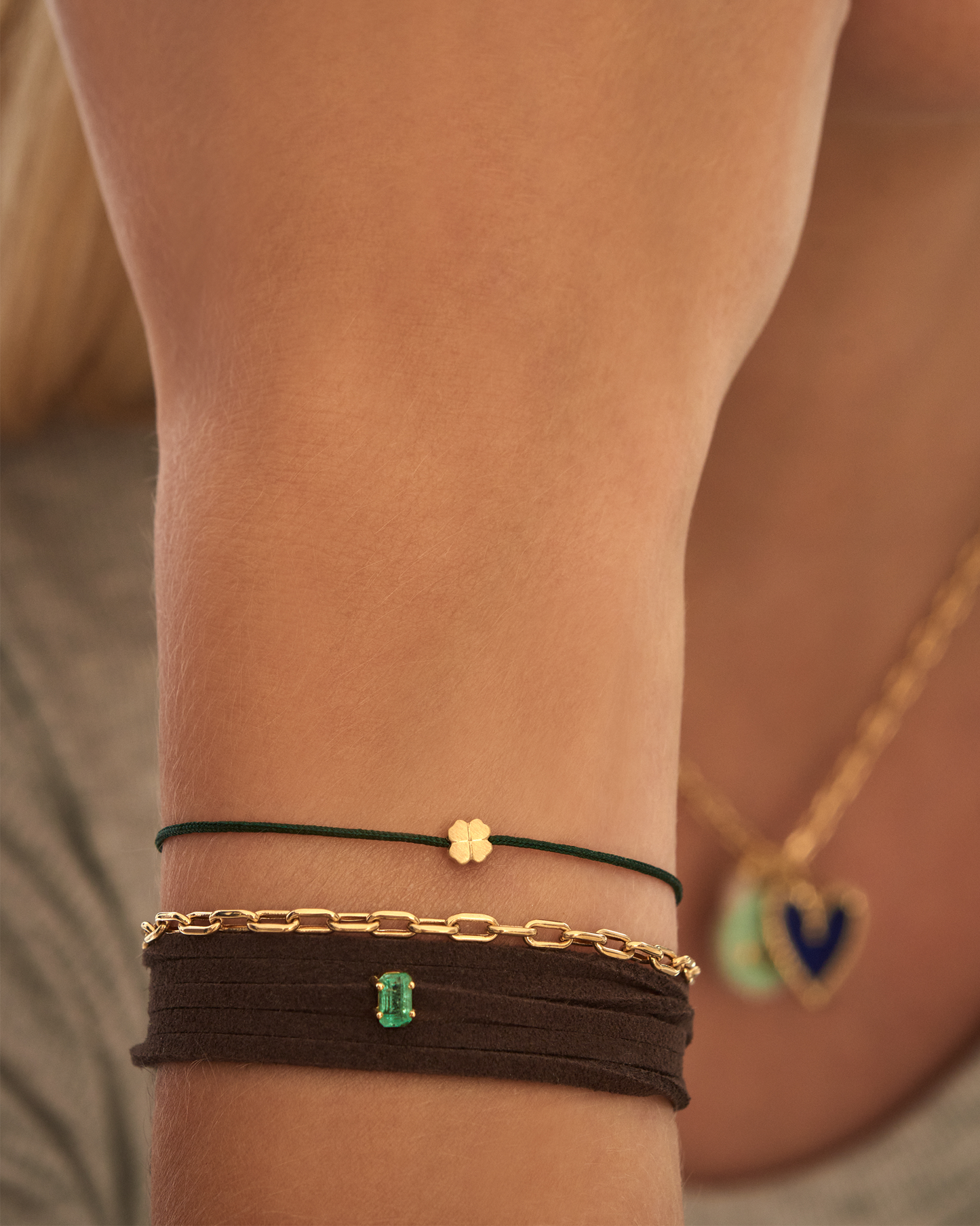 Pulseira Cord Esmeralda em Ouro 18K